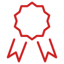 badge with two ribbons